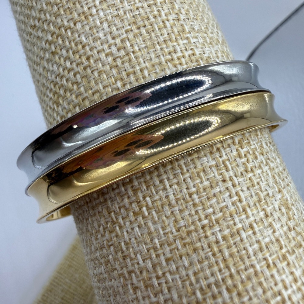 Minimalist Modern Gold Silver‎ Cuff Bracelet Lot of 2 Ashley Bridget